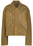 Rick Owens Heizer Suede Jacket Brown