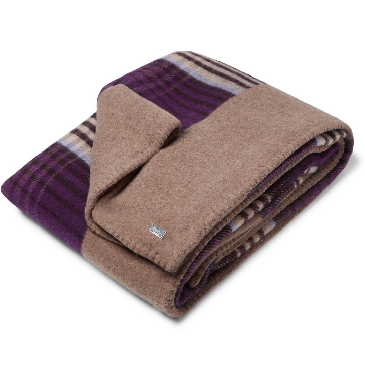 Photo: Asprey - Reversible Checked Wool Blanket - Purple
