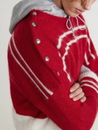 Enfants Riches Déprimés - Rat Embroidered Striped Mohair and Silk-Blend Sweater - Red