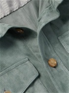 Ralph Lauren Purple label - Cutaway-Collar Suede Overshirt - Green