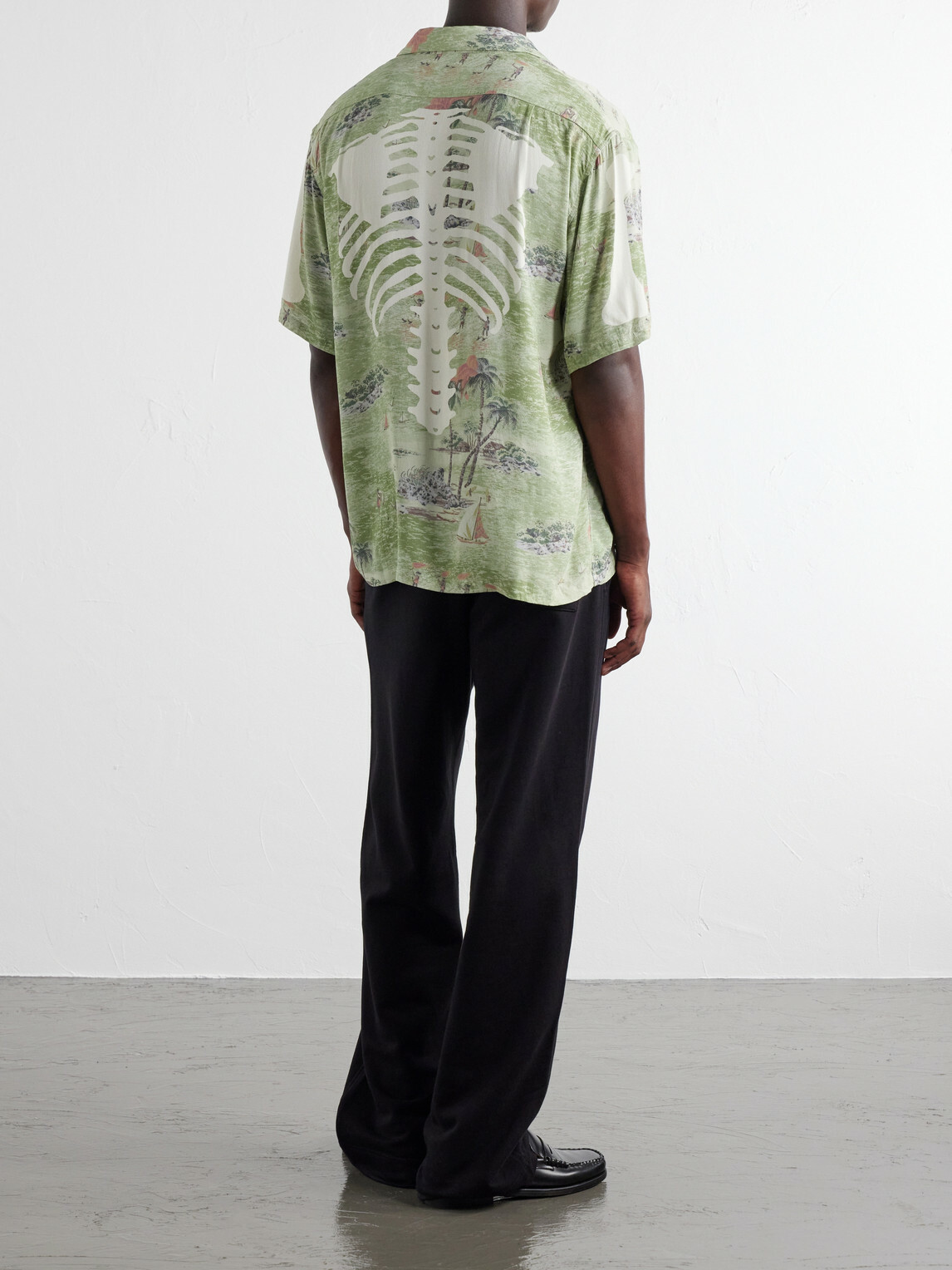 KAPITAL - Aloha Convertible-Collar Printed Woven Shirt - Green