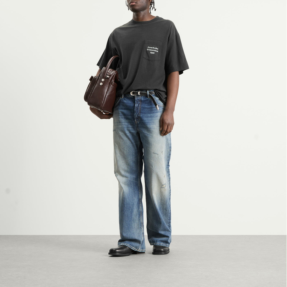 Acne Studios Men's Small 1996 Short Sleeve T-Shirt in Faded Black