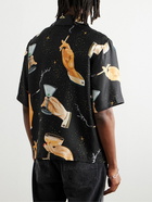 AMIRI - Camp-Collar Printed Satin-Silk Shirt - Black