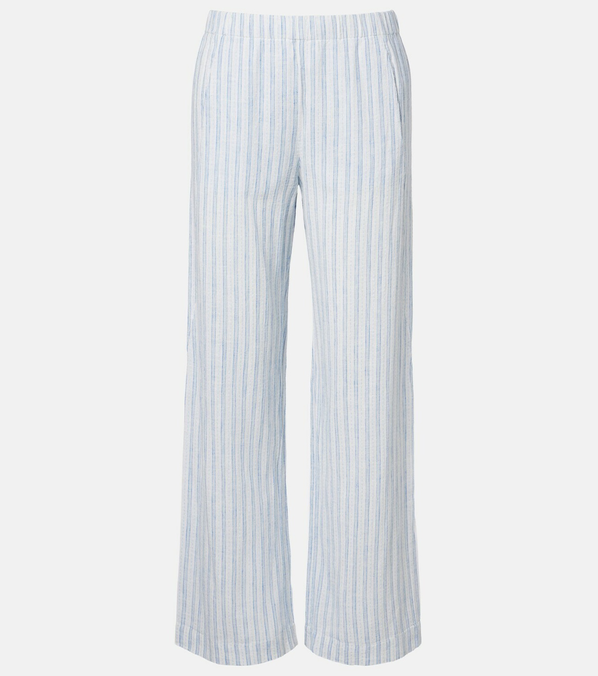 Velvet Evony striped cotton and linen wide-leg pants