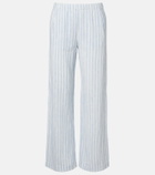 Velvet Evony striped cotton and linen wide-leg pants