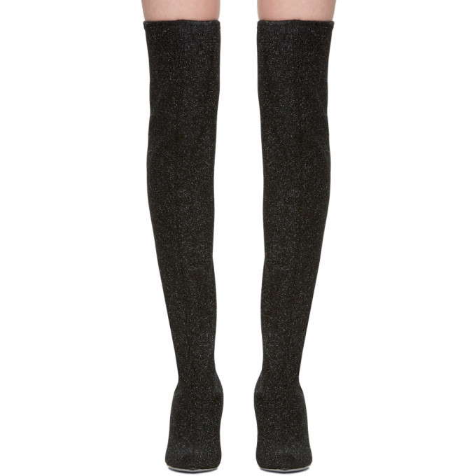 Giuseppe Zanotti Black Stretch Lurex Over-the-Knee Boots