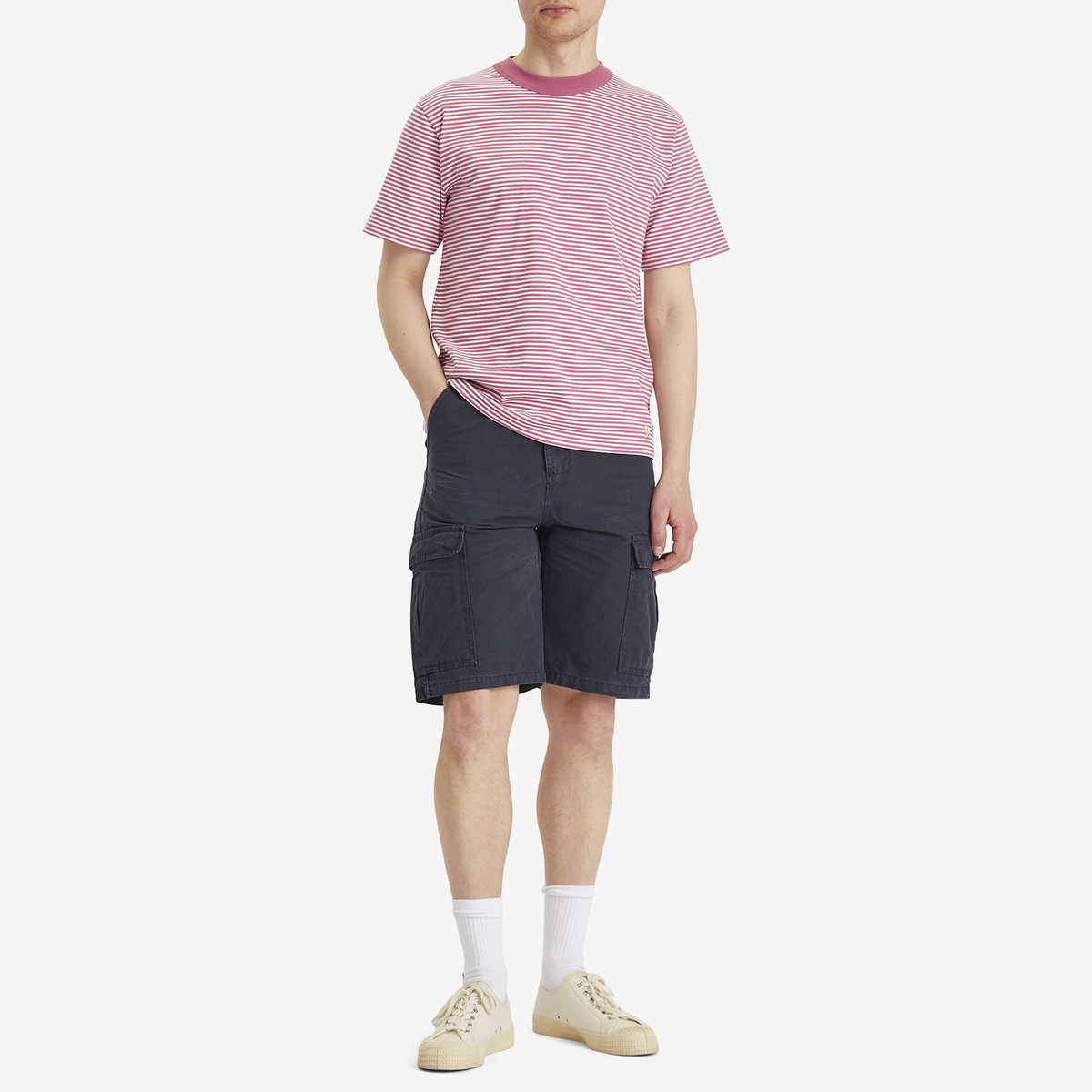 Armor-Lux Men's Fine Stripe T-Shirt in Malaga/Milk
