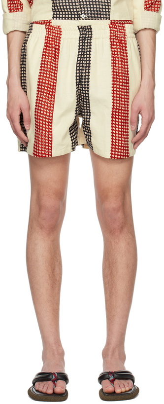 Photo: HARAGO Off-White Patchwork Shorts