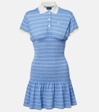 Gucci Shirred striped silk piqué polo dress