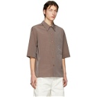 Lemaire Taupe Convertible Collar Short Sleeve Shirt