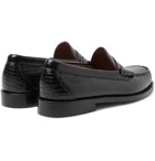 G.H. Bass & Co. - Weejuns Larson Croc-Effect Leather Penny Loafers - Black