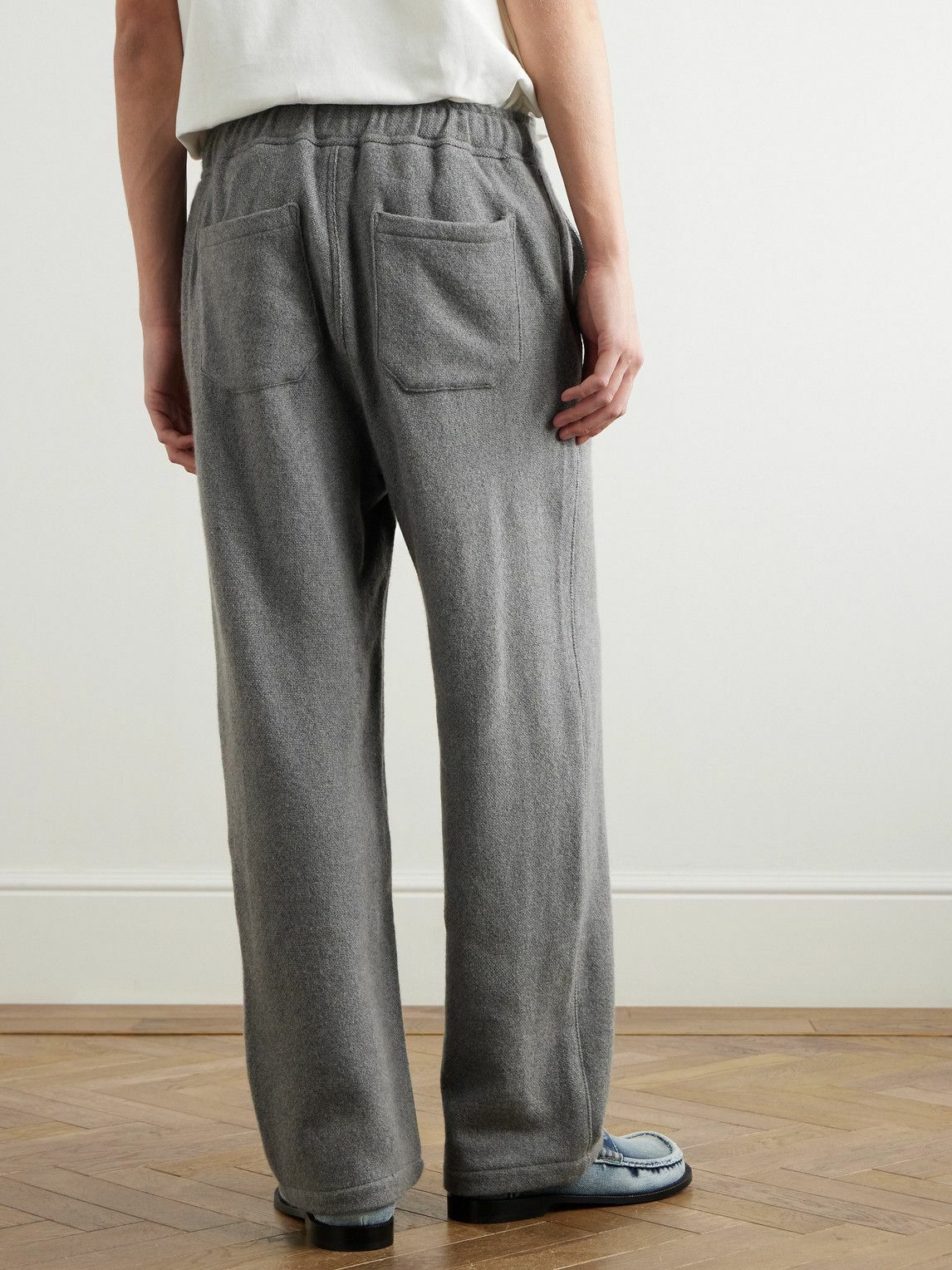 The Elder Statesman - Wide-Leg Cashmere Drawstring Trousers - Gray