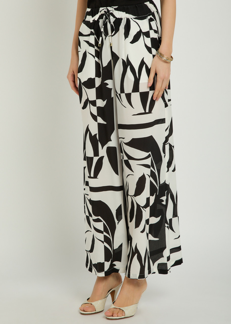 Max Mara Voto Printed Wide-leg Silk Trousers Black