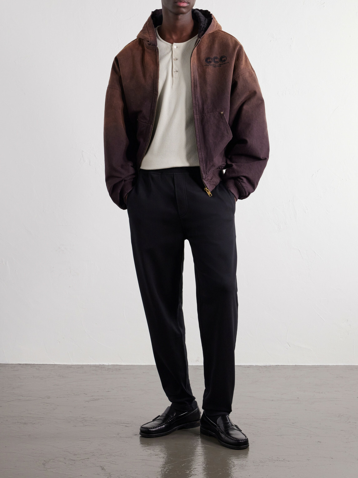 Willy Chavarria - Juggernaut Logo-Embroidered Ombré Cotton-Canvas Bomber Jacket - Brown