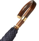 Kingsman - London Undercover Pinstriped Chestnut Wood-Handle Umbrella - Blue