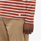 Armor-Lux Men's Long Sleeve Classic Stripe T-Shirt in Deep Paprika/Natural