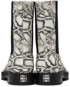 Givenchy White & Black Python Squared Chelsea Boots