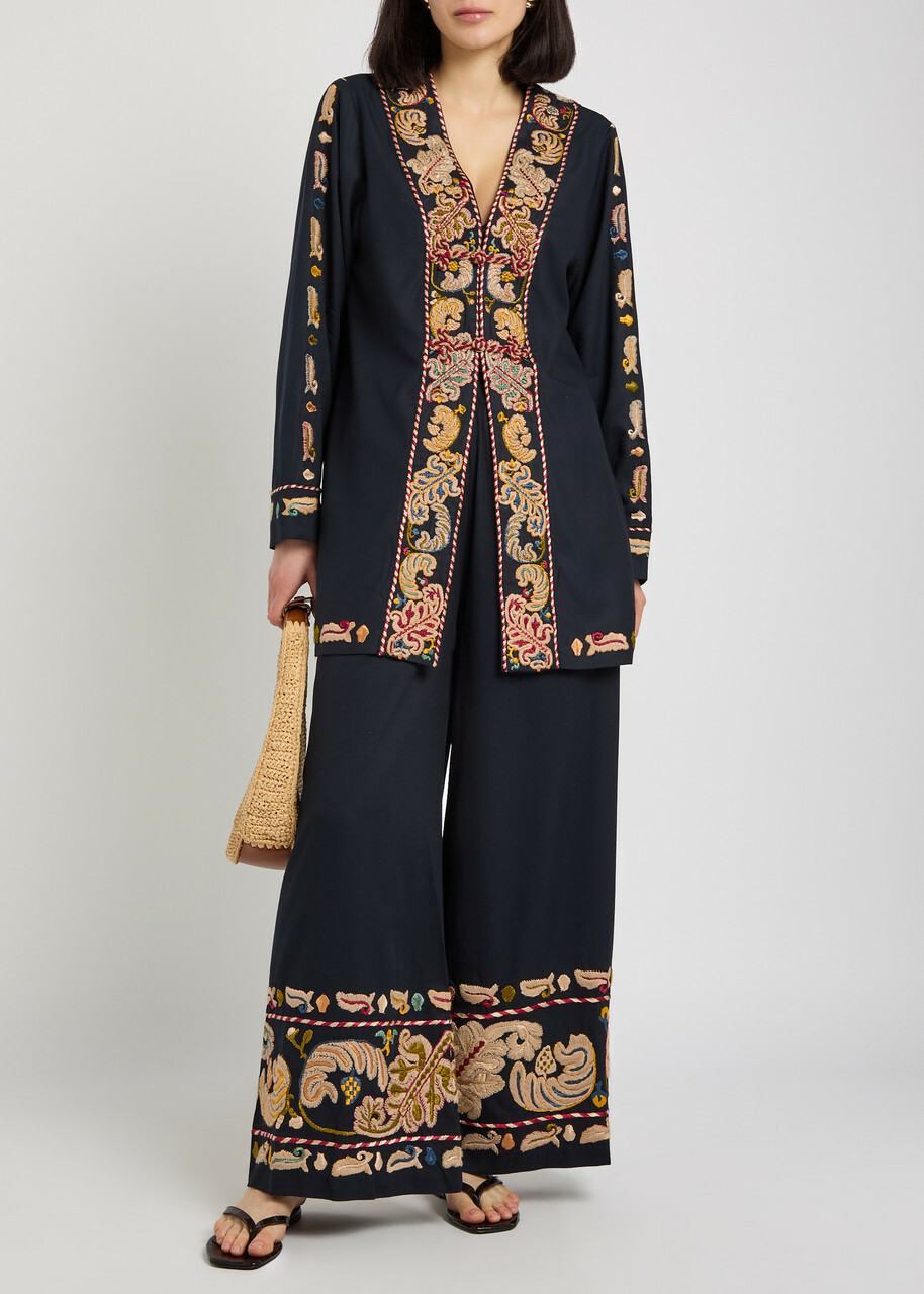 Bode Feather Runner Embroidered Cotton-blend Jacket Multicoloured 1