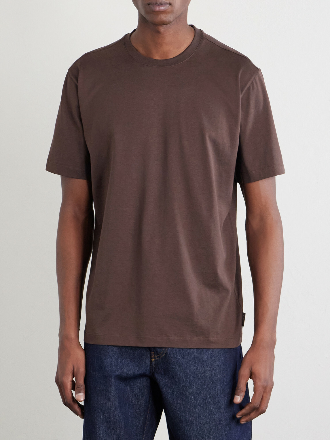 Slowear - Cotton and silk-blend jersey T-shirt - Brown