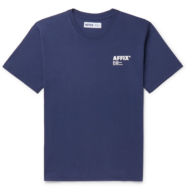 Photo: AFFIX - Logo-Print Cotton-Jersey T-Shirt - Navy