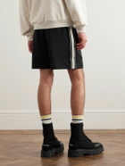 CELINE - Straight-Leg Logo-Embroidered Striped Jersey Drawstring Shorts - Black