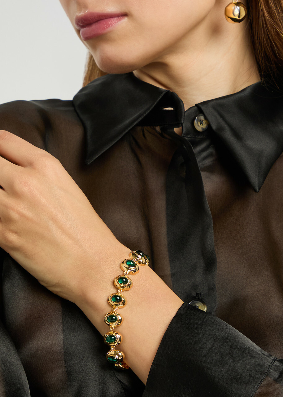 Joanna Laura Constantine Oval Cabochon 18kt Gold-plated Bracelet - One Size