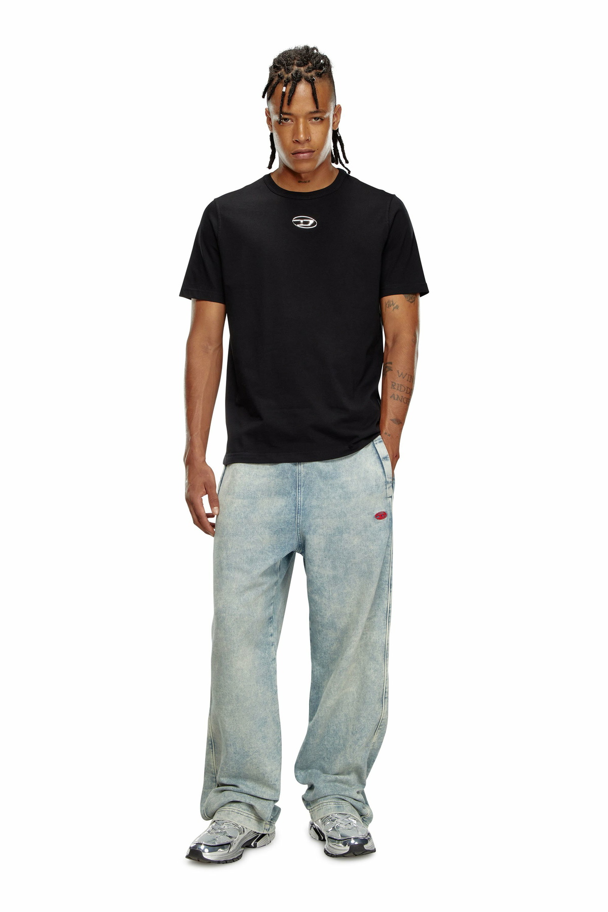 Diesel T-shirt with metallic Oval D - T-Shirts Mens in Black