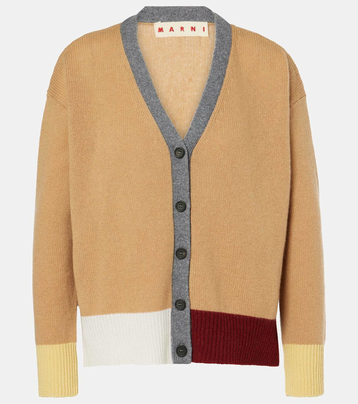 Marni Colorblocked asymmetric cashmere cardigan Marni