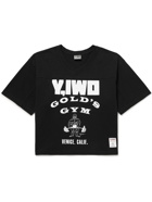 Y,IWO - Gold's Gym Cropped Logo-Print Cotton-Jersey T-Shirt - Black