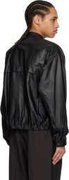 LEMAIRE Black Soft Boxy Leather Jacket