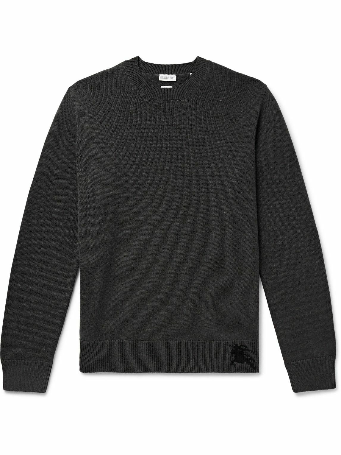 Photo: Burberry - Logo-Intarsia Cashmere Sweater - Gray