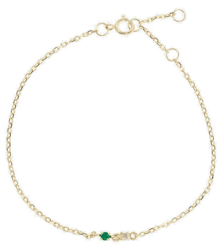 Photo: Stone and Strand Tiny Emerald Goddess 14kt gold bracelet with emerald and diamonds