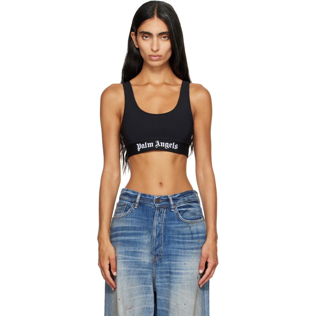 Palm Angels Black Classic Logo Sport Bra