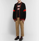 Gucci - Stripe-Trimmed Cable-Knit Wool Cardigan - Men - Black