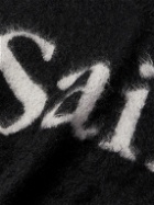 SAINT Mxxxxxx - Logo-Jacquard Brushed Mohair-Blend Sweater - Black