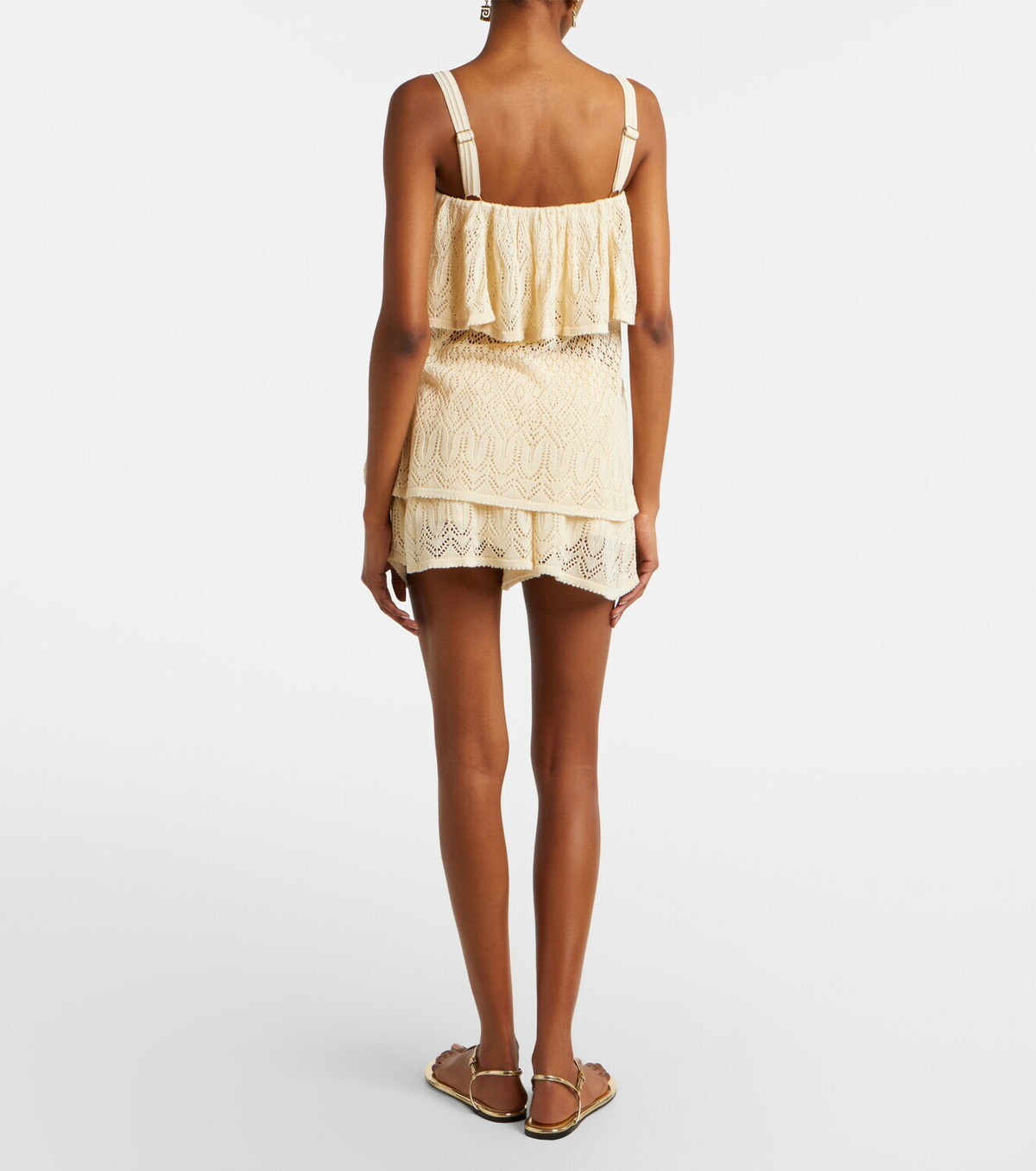 Zimmermann Mahon knitted ruffled lace top