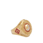 Casablanca Men's Sports Medallion Ring in Gold/Red
