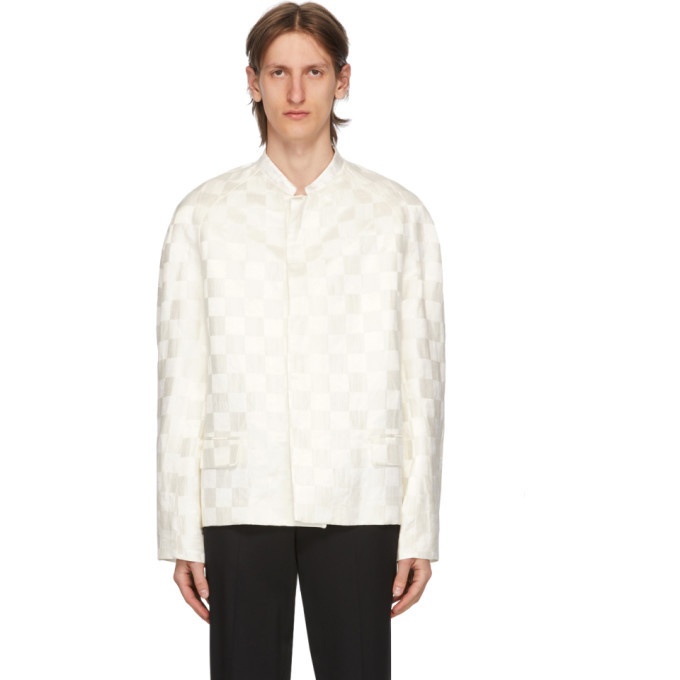 Photo: Haider Ackermann White Linen and Silk Checkered Jacket