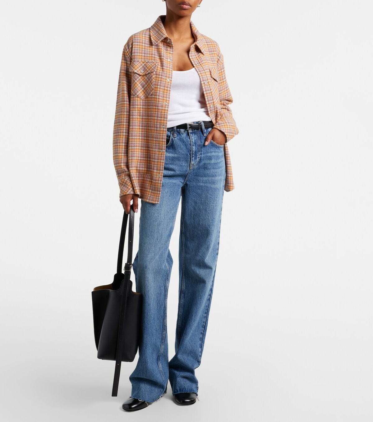 God's True Cashmere Midnight Rose plaid cashmere shirt