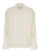 Low Classic White Jacket With Notched Revers And All-over Lace Embroidery In Cotton Woman