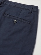 SUNSPEL - Pleated Garment-Dyed Cotton-Blend Drill Trousers - Blue - UK/US 32