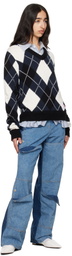 Charles Jeffrey LOVERBOY Navy & White Smart Sweater