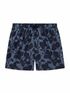 Mr P. - Straight-Leg Mid-Length Floral-Print Swim Shorts - Blue