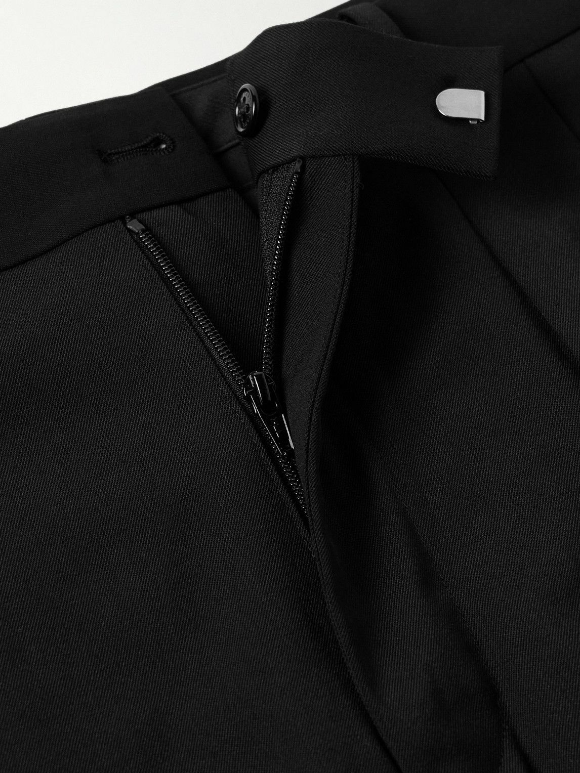 WTAPS - Cropped Tapered Logo-Appliquéd Pleated Twill Trousers - Black