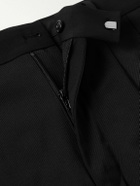 WTAPS - Cropped Tapered Logo-Appliquéd Pleated Twill Trousers - Black