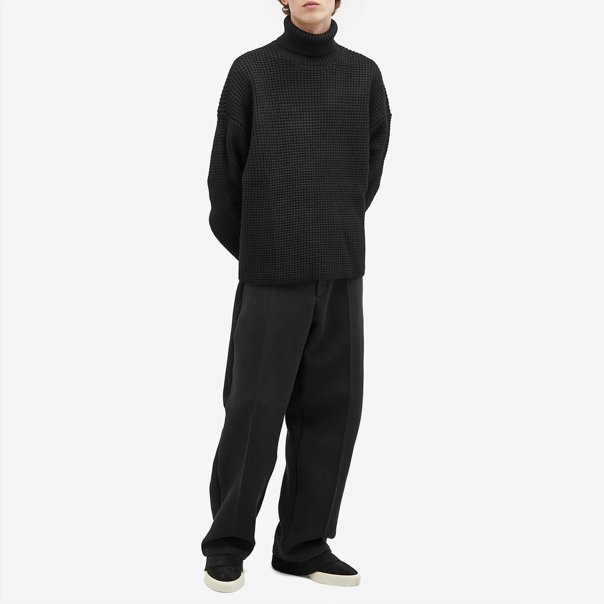 Fear of God ESSENTIALS Men's Heavy Waffle Turtleneck in Black Fear