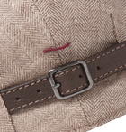 Brunello Cucinelli - Leather-Trimmed Herringbone Linen Flat Cap - Men - Tan