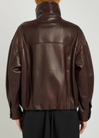 Nour Hammour Roland Funnel-neck Panelled Leather Jacket Brown