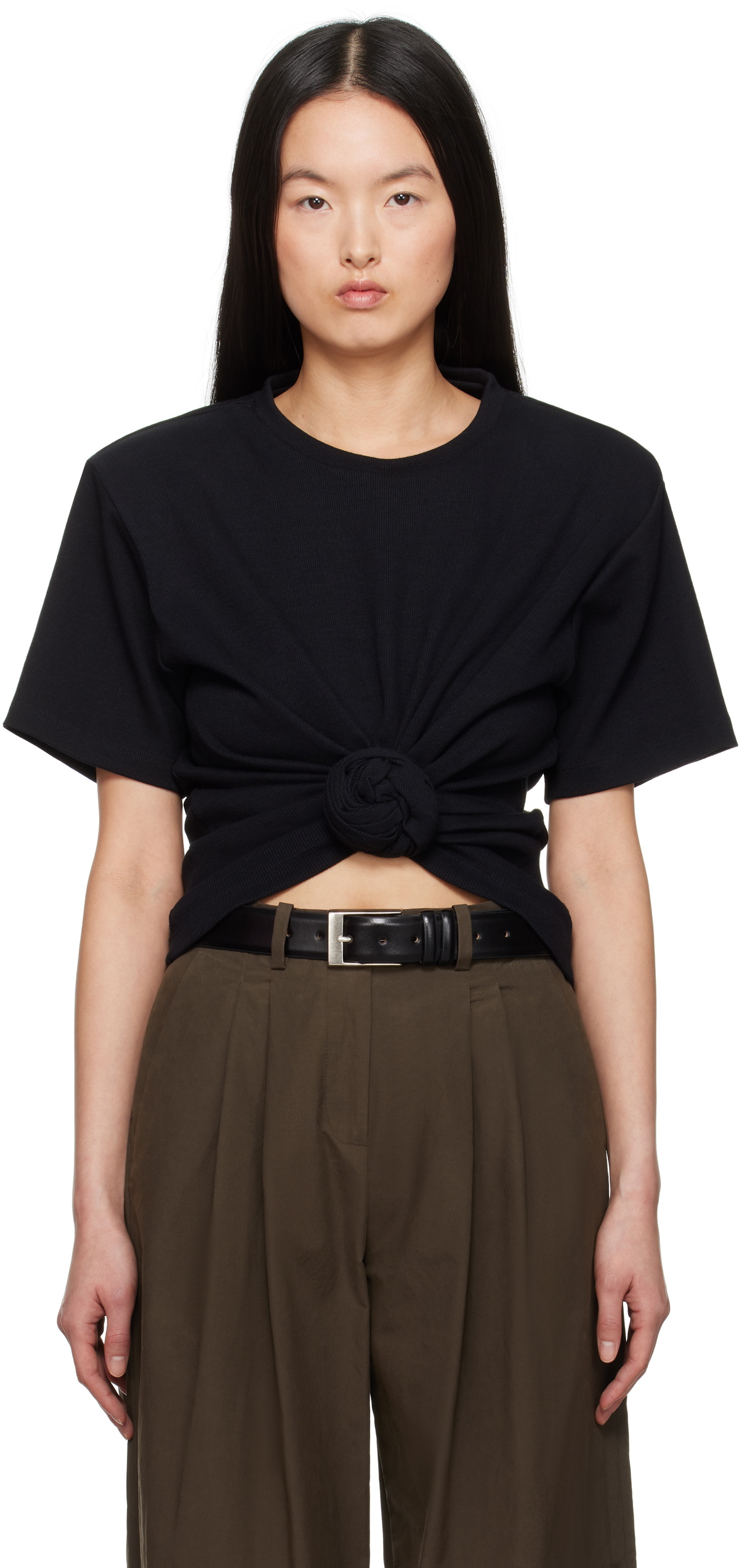 Magda Butrym Black Knotted T-shirt