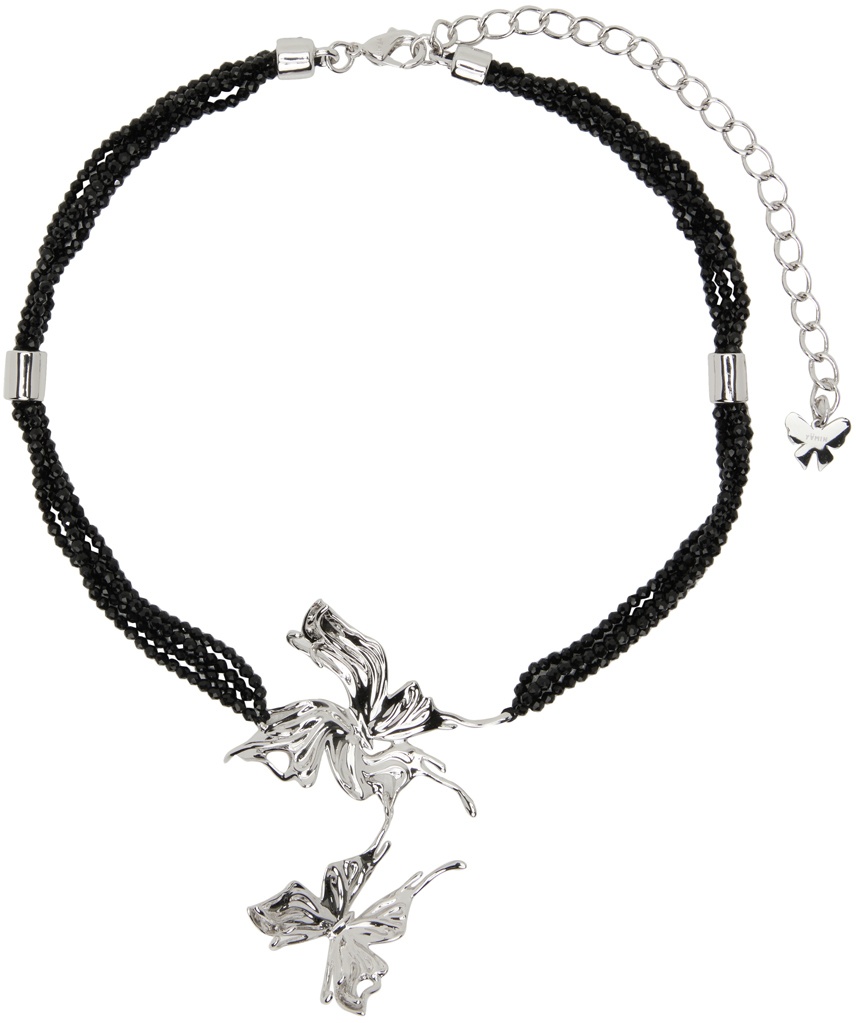 YVMIN Silver Butterfly Beaded Necklace